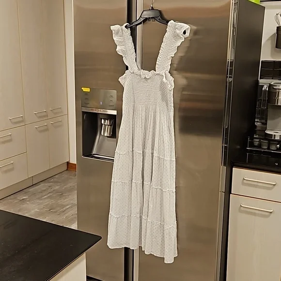 💕HILL HOUSE💕 The Ellie Nap Dress ~ White with Blue Swiss Dots Large - Picture 7 of 12